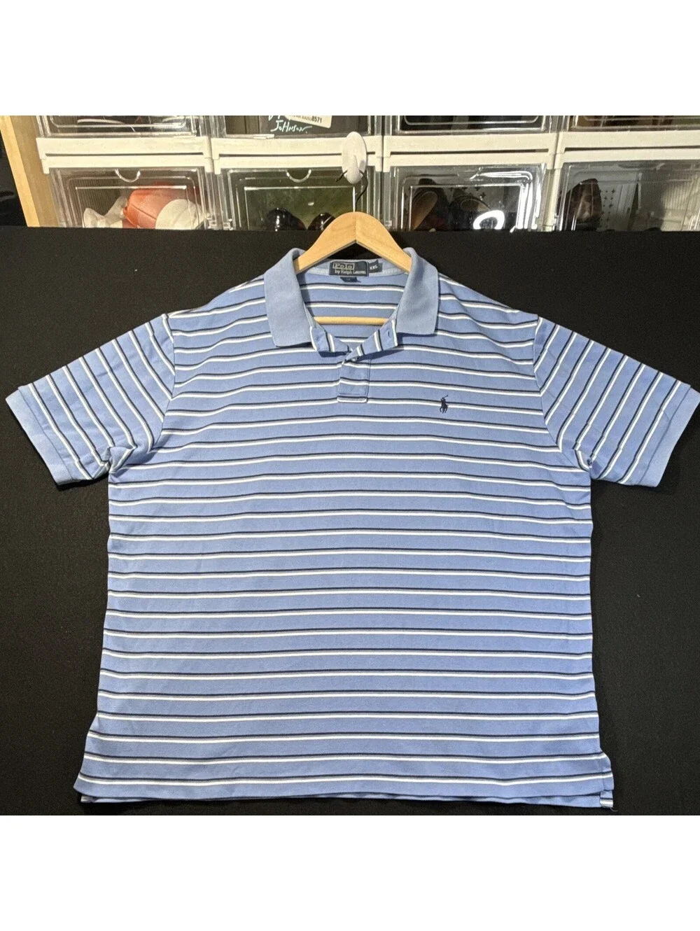 Polo Ralph Lauren Men’s Striped Knit Polo Shirt Blue/White/Navy XXL Logo Golf